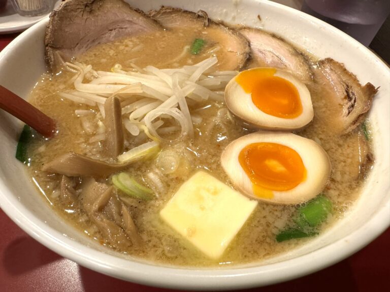 味噌と背脂のコクがたっぷりのスープと細めのストレート麺が美味い。らーめん味里@東新宿